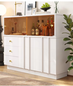 Witte Keukenkast met Glazen Deuren – Modern Dressoir 120 cm