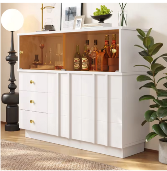 Witte Keukenkast met Glazen Deuren – Modern Dressoir 120 cm