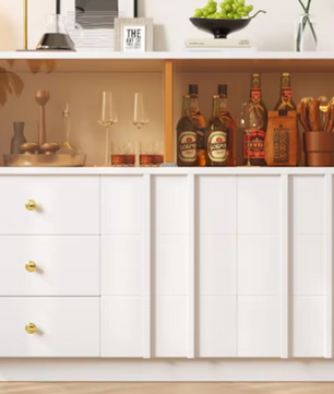 Witte Keukenkast met Glazen Deuren – Modern Dressoir 120 cm