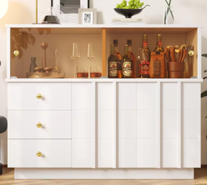 Witte Keukenkast met Glazen Deuren – Modern Dressoir 120 cm