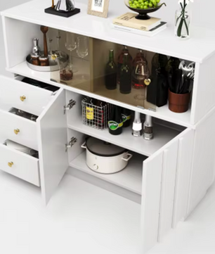 Witte Keukenkast met Glazen Deuren – Modern Dressoir 120 cm