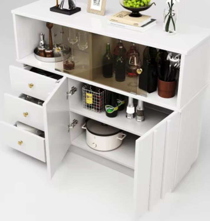 Witte Keukenkast met Glazen Deuren – Modern Dressoir 120 cm