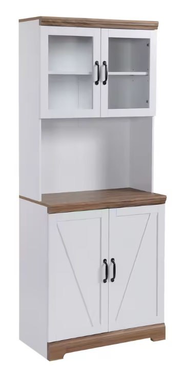 Keukenkast met Glazen Deuren – Buffetkast met Aanrecht 178 cm