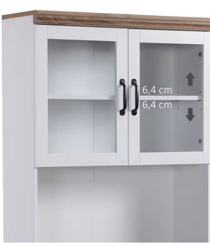 Keukenkast met Glazen Deuren – Buffetkast met Aanrecht 178 cm