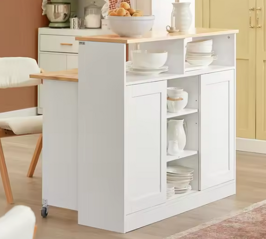 Keukeneiland met Schuifdeuren & Uitklapbaar Werkblad – 110 cm