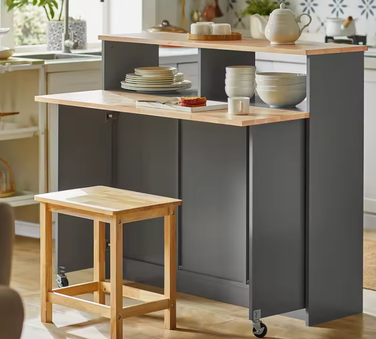 Keukeneiland met Schuifdeuren & Uitklapbaar Werkblad – 110 cm