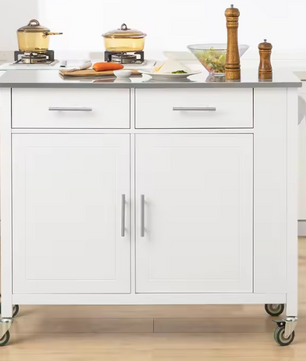 Keukentrolley met RVS Werkblad – Opbergruimte & Wielen, 107 cm
