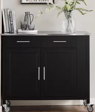 Keukentrolley met RVS Werkblad – Opbergruimte & Wielen, 107 cm