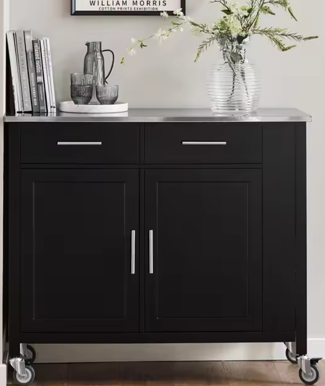 Keukentrolley met RVS Werkblad – Opbergruimte & Wielen, 107 cm