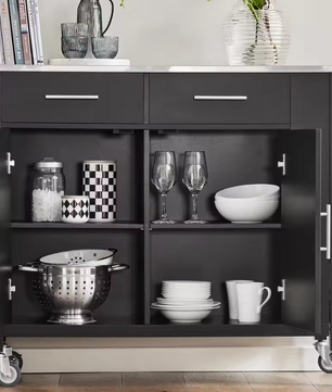 Keukentrolley met RVS Werkblad – Opbergruimte & Wielen, 107 cm