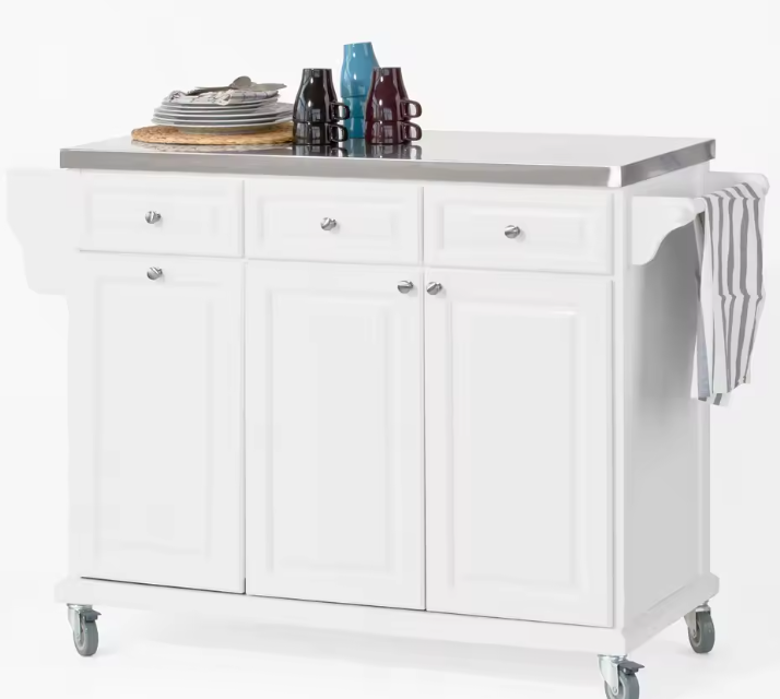 Keukentrolley met RVS Blad, Lade & Prullenbakhouder – 107 cm