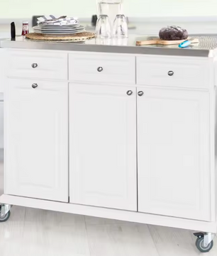 Keukentrolley met RVS Blad, Lade & Prullenbakhouder – 107 cm