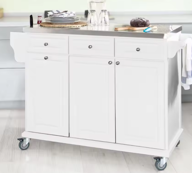 Keukentrolley met RVS Blad, Lade & Prullenbakhouder – 107 cm