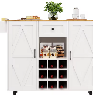 Keukeneiland met Opklapbaar Tafelblad – Met Lade & Kast, 137 cm