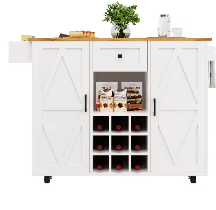 Keukeneiland met Opklapbaar Tafelblad – Met Lade & Kast, 137 cm