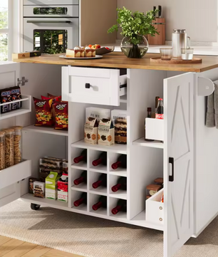 Keukeneiland met Opklapbaar Tafelblad – Met Lade & Kast, 137 cm