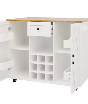 Keukeneiland met Opklapbaar Tafelblad – Met Lade & Kast, 137 cm
