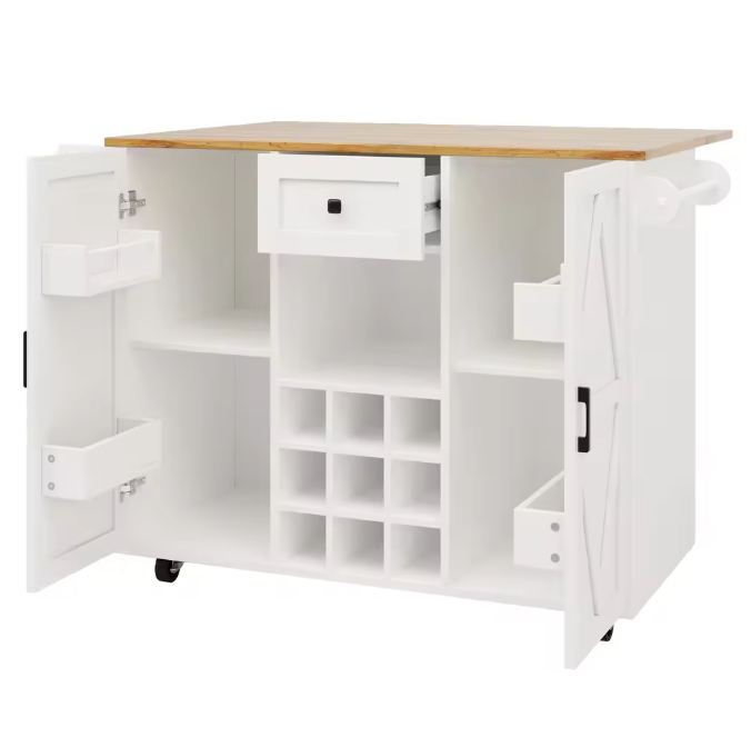 Keukeneiland met Opklapbaar Tafelblad – Met Lade & Kast, 137 cm