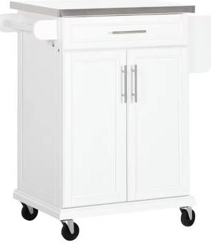 Keukeneiland met Lade, Kast & Wielen – RVS Blad, 83,5x45,7x90,5 cm