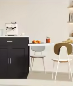 Uitschuifbaar Keukeneiland met Eettafel, Opbergkast & Stopcontact – 211x55x89,5 cm