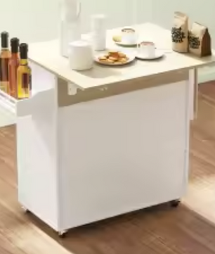 Keukeneiland op Wielen met Klapblad – Kast, Lade & Planken, 106 cm