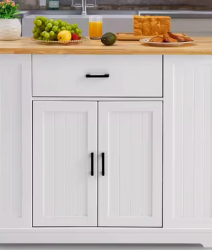 Keukeneiland met Houten Blad & Verstelbare Opbergruimte – 117 cm Breed