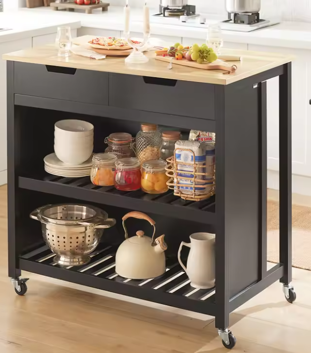 Keukeneiland met Lade & Planken – 98x58x94 cm, Verrijdbaar en Praktisch