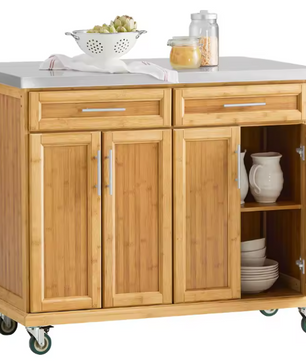 Keukeneiland met Uitschuifbaar RVS Blad – 115x46–71x92 cm