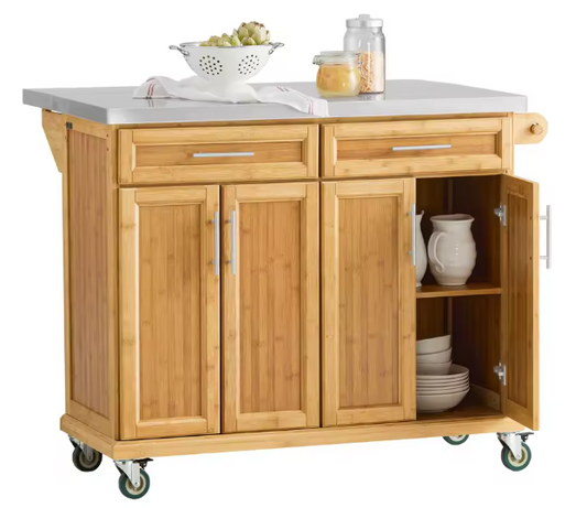 Keukeneiland met Uitschuifbaar RVS Blad – 115x46–71x92 cm