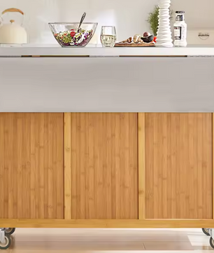 Keukeneiland met Uitschuifbaar RVS Blad – 115x46–71x92 cm