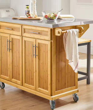 Keukeneiland met Uitschuifbaar RVS Blad – 115x46–71x92 cm