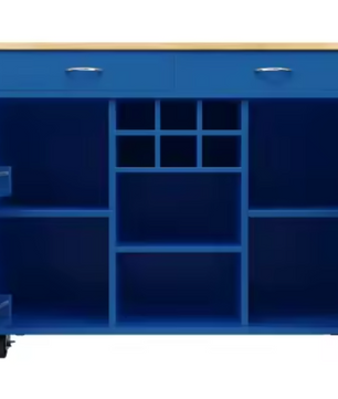 Multifunctioneel Keukeneiland met Wielen – 102x45x92 cm, Modern Ontwerp met Wijnrek & Opbergruimte