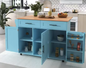 Multifunctioneel Keukeneiland op Wielen – 129x71x91,5 cm met Opklapblad & Opbergruimte