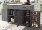 Multifunctioneel Keukeneiland op Wielen – 129x71x91,5 cm met Opklapblad & Opbergruimte