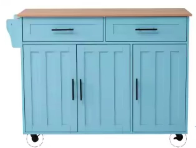 Multifunctioneel Keukeneiland op Wielen – 129x71x91,5 cm met Opklapblad & Opbergruimte