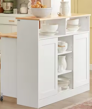 Keukeneiland met Schuifdeuren en Uitklapbaar Werkblad – 110x68x97 cm