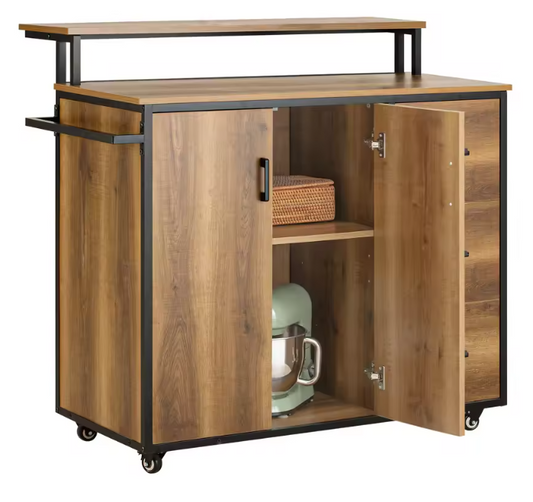 Keukeneiland met Lades, Deuren & Wielen – 113x69x106 cm, Industrieel Design
