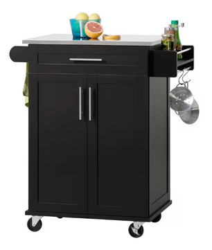 Keukentrolley met Lade, Kast & RVS Werkblad – 83x46x90 cm