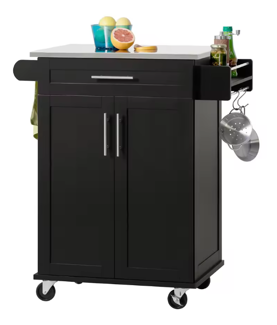 Keukentrolley met Lade, Kast & RVS Werkblad – 83x46x90 cm