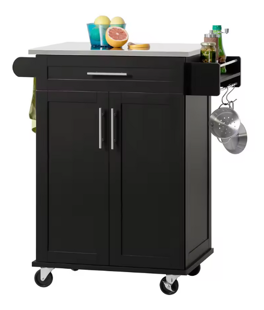 Keukentrolley met Lade, Kast & RVS Werkblad – 83x46x90 cm