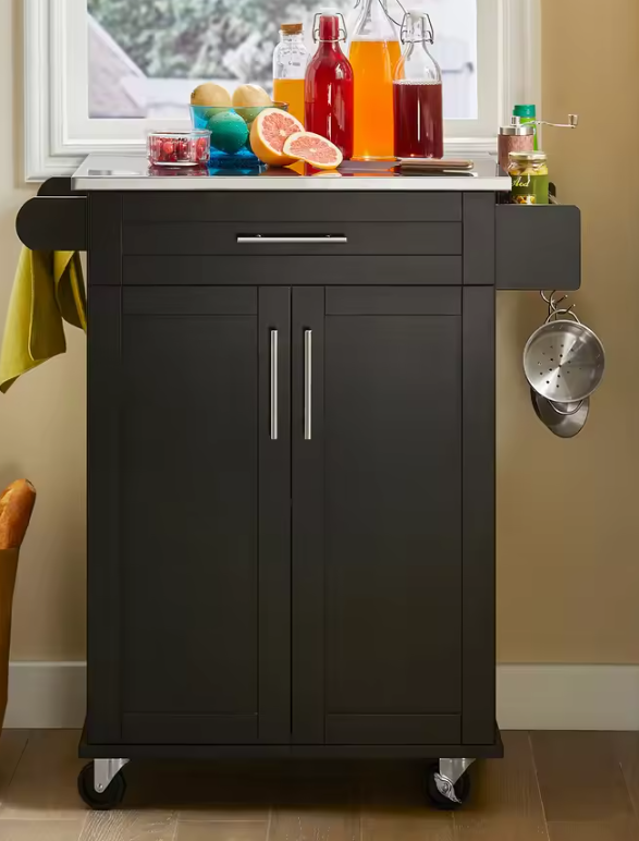 Keukentrolley met Lade, Kast & RVS Werkblad – 83x46x90 cm