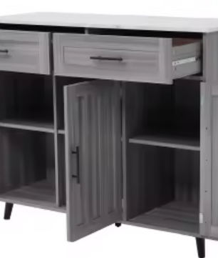 Mobiel Keukeneiland met Klapblad – Dressoir op Wielen met Opbergruimte en 2 Lades