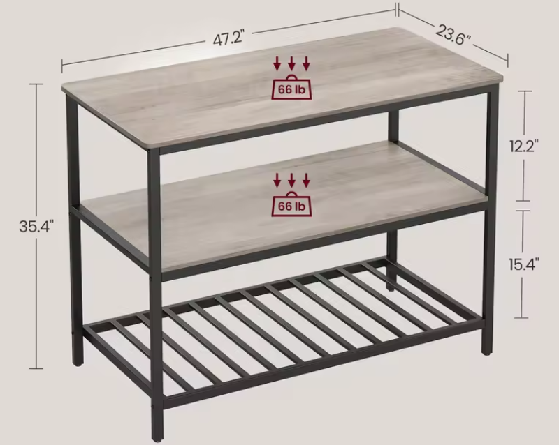 Keukeneiland met 3 Lagen – 120 cm Werkblad & Opbergruimte
