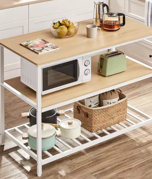 Keukeneiland met 3 Lagen – 120 cm Werkblad & Opbergruimte