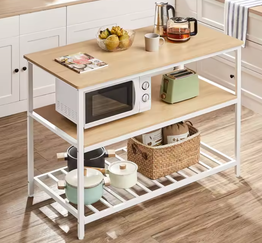 Keukeneiland met 3 Lagen – 120 cm Werkblad & Opbergruimte
