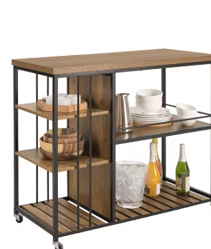 ndustriële Keukenwagen met 5 Dienbladen – 110 cm Trolley met Wielen & Rem