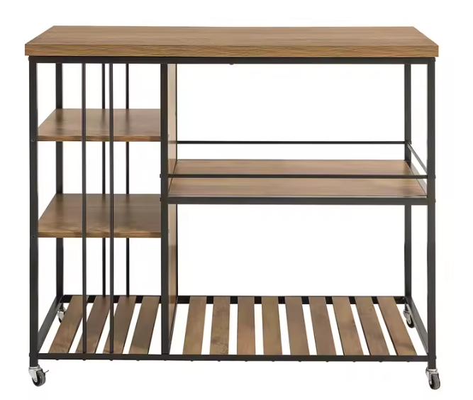 ndustriële Keukenwagen met 5 Dienbladen – 110 cm Trolley met Wielen & Rem