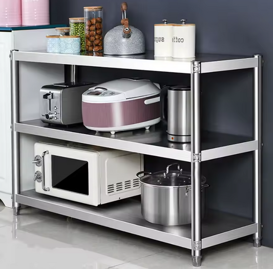 Roestvrijstalen Keukenwerktafel – 3-Lagen Voorbereidingstafel 80x40x80 cm