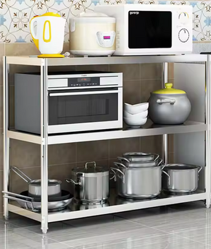 Roestvrijstalen Keukenwerktafel – 3-Lagen Voorbereidingstafel 80x40x80 cm