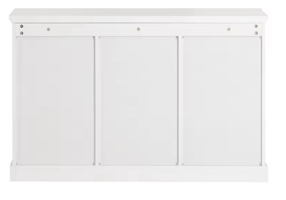 Dressoir met Glazen Deuren – 120 cm Buffetkast met Lades, Wit MDF